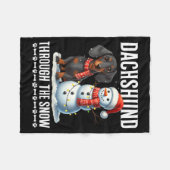 Couverture Polaire Noël de teckel moche à travers la neige Cadeau Chr (Devant (Horizontal))