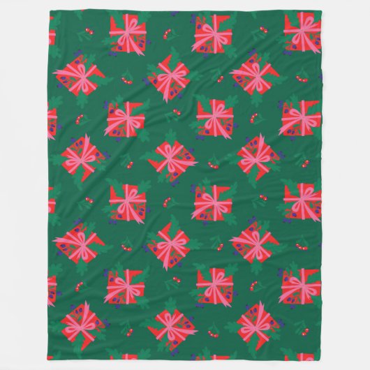 Couverture Polaire Noël de vacances vertes (Devant)