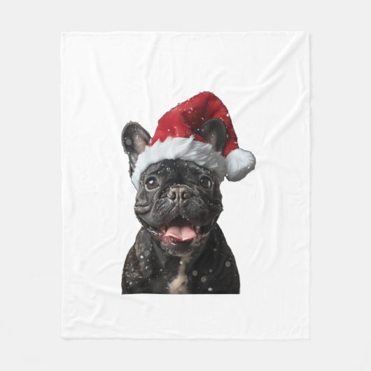 Couverture Polaire Noël des Bulldog français (Devant)