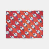 Couverture Polaire Noël des moutons sur rouge (Devant (Horizontal))