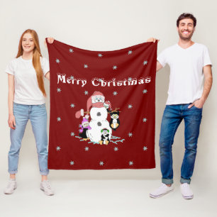 Couverture Polaire Noël des neiges et des pingouins