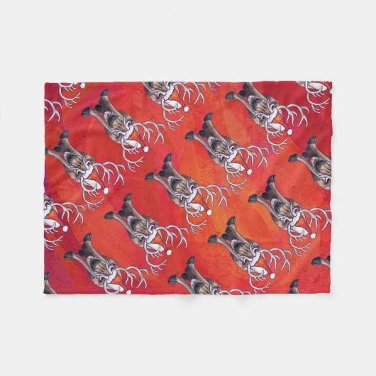 Couverture Polaire Noël des rennes (Devant (Horizontal))