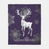 Couverture Polaire Noël des rennes d'ivoire | Pourpre (Devant)