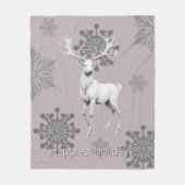 Couverture Polaire Noël des rennes d'ivoire | Rose (Devant)