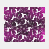 Couverture Polaire Noël des rennes mignons nom pourpre (Devant (Horizontal))