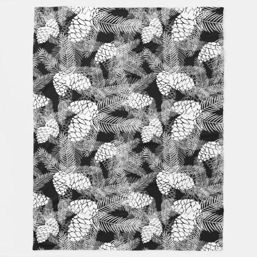 Couverture Polaire Noël d'hiver abstrait pin blanc cônes arbre par (Devant)