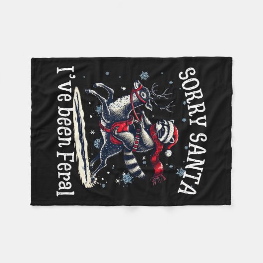 Couverture Polaire Noël drôle Désolé Père Noël J'ai été Réco Feral (Devant (Horizontal))