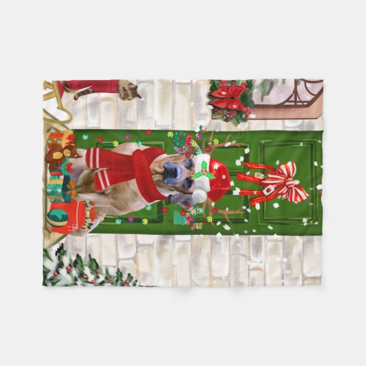 Couverture Polaire Noël du chien de Rhodesian Ridgeback (Devant (Horizontal))