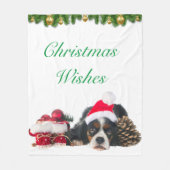 Couverture Polaire Noël du chien espagnol Cavalier King Charles (Devant)