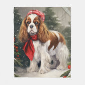 Couverture Polaire Noël du chien espagnol Cavalier King Charles (Devant)