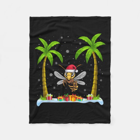 Couverture Polaire Noël du géant asiatique Santa Hat Palm Tree Beach (Devant)