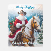 Couverture Polaire Noël du Père Noël occidental à cheval (Devant)