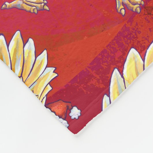 Couverture Polaire Noël Du Poulet Sur Rouge (Coin)