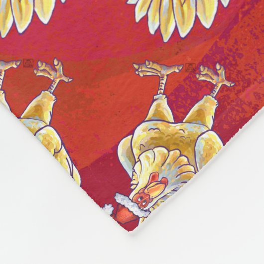 Couverture Polaire Noël Du Poulet Sur Rouge (Coin)