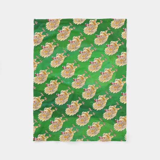 Couverture Polaire Noël Du Poulet Sur Vert (Devant)