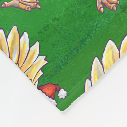 Couverture Polaire Noël Du Poulet Sur Vert (Coin)