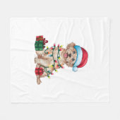 Couverture Polaire Noël Éclairage Santa Chapeau Maltais Chien Noël (Devant (Horizontal))