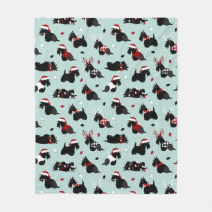 Couverture Polaire Noël écossais Terrier bleu