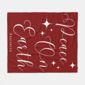 Couverture Polaire Noël élégant Rouge & Blanc Personnalisé (Devant (Horizontal))