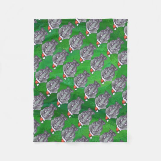 Couverture Polaire Noël Eléphant Sur Vert (Devant)