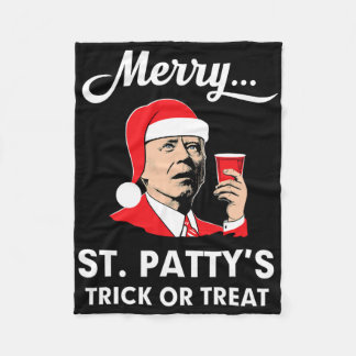 Couverture Polaire Noël en juillet Biden Santa Joyeux St Patty's Amus