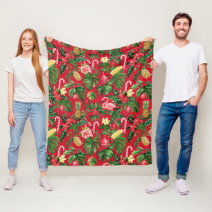Couverture Polaire Noël en juillet Motif tropical
