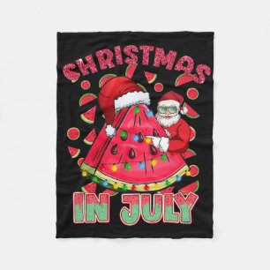 Couverture Polaire Noël en juillet Xmas Pastèque Santa Plage Vacances