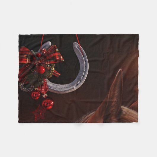 Couverture Polaire Noël équestre pendre en fer à cheval Photo (Devant (Horizontal))