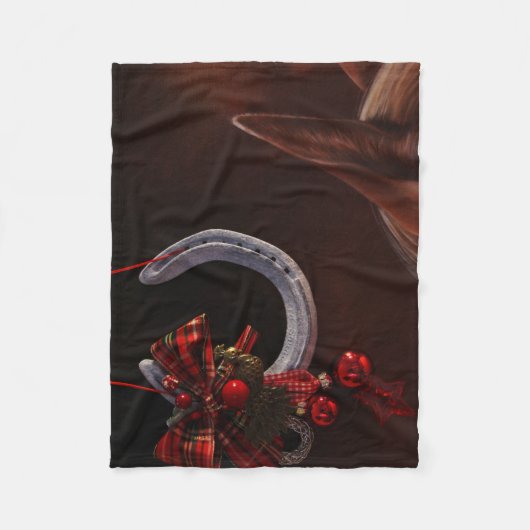 Couverture Polaire Noël équestre pendre en fer à cheval Photo (Devant)