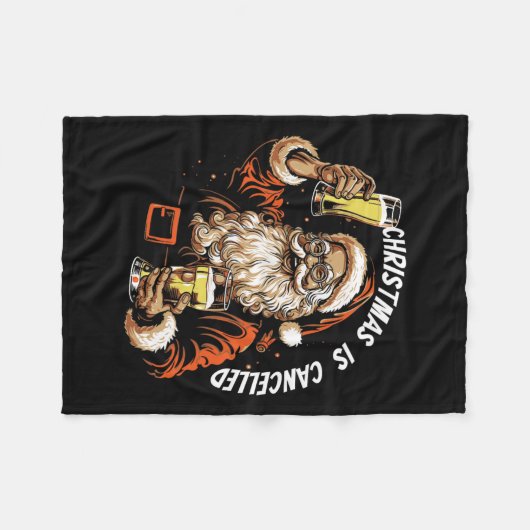 Couverture Polaire Noël Est Annulé Funny Père Noël Boire Ours X (Devant (Horizontal))