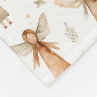 Couverture Polaire Noel Fairytale Blanche Cosy Or Neutres