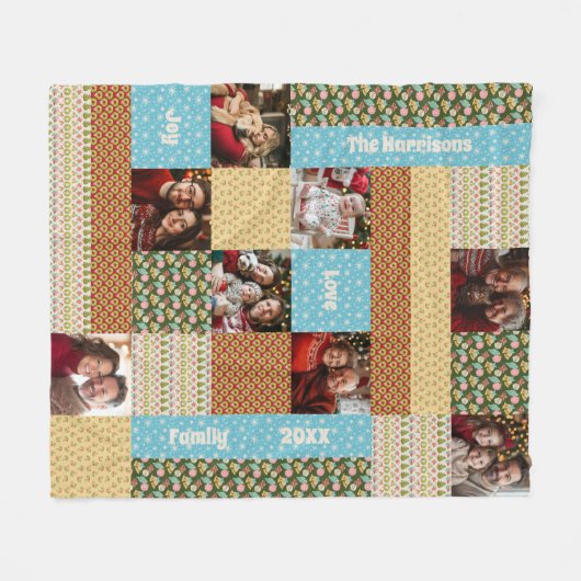 Couverture Polaire Noël Faux Patchwork Keepsaké Famille de photos (Devant (Horizontal))