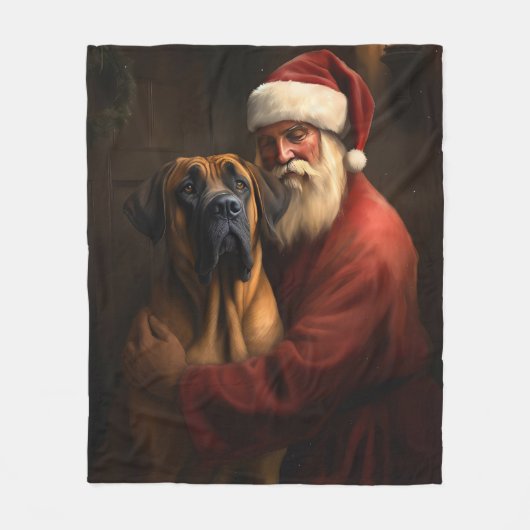 Couverture Polaire Noël festif Rhodesian Ridgeback Santa Claus (Devant)
