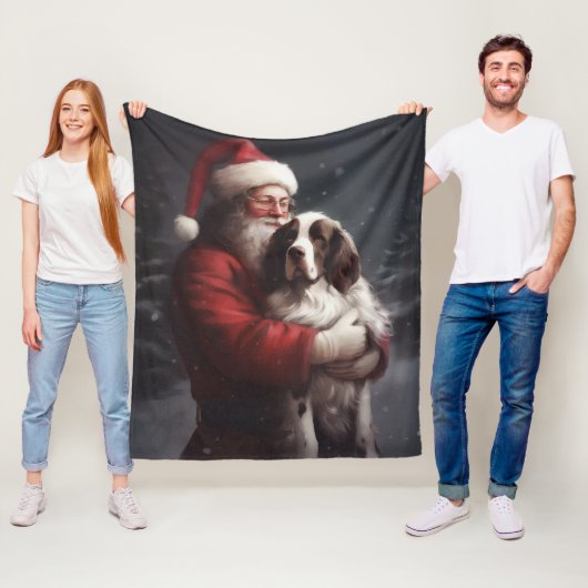 Couverture Polaire Noël festif Springer Spaniel Santa Claus (En situation)