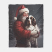 Couverture Polaire Noël festif Springer Spaniel Santa Claus (Devant)