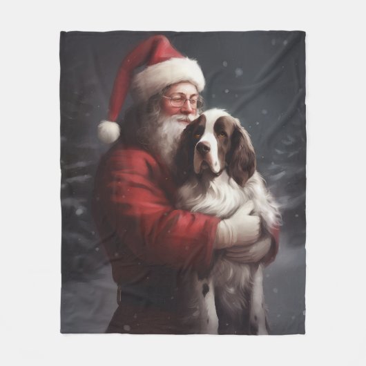 Couverture Polaire Noël festif Springer Spaniel Santa Claus (Devant)