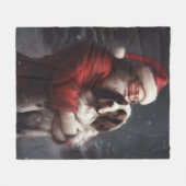 Couverture Polaire Noël festif Springer Spaniel Santa Claus (Devant (Horizontal))