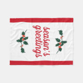 Couverture Polaire Noël Festive Holly Berries Bonnes Fêtes (Devant (Horizontal))