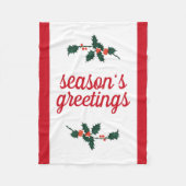 Couverture Polaire Noël Festive Holly Berries Bonnes Fêtes (Devant)