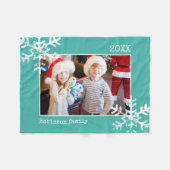 Couverture Polaire Noël Fête photo Snowflon Turquoise (Devant (Horizontal))