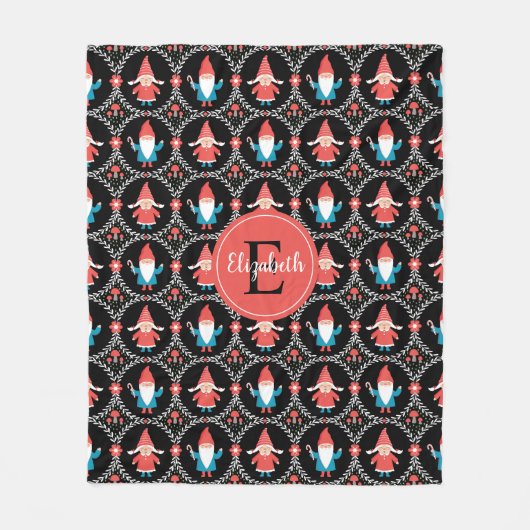 Couverture Polaire Noël Gnome Cute Personnalisé (Devant)