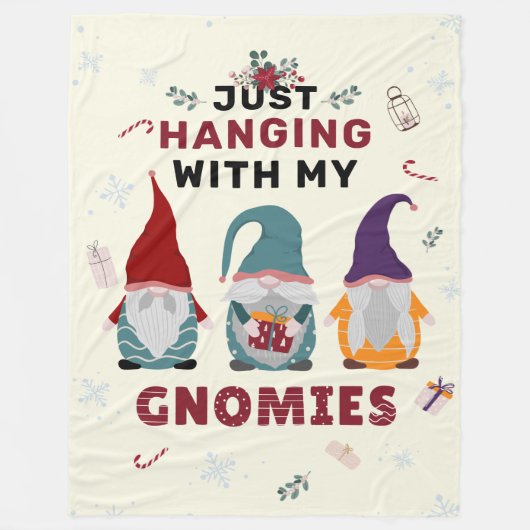Couverture Polaire Noël Gnome Family Just Hanging with Gnomies (Devant)