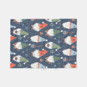 Couverture Polaire Noël Gnomes Arbres Bleu Vert Rouge (Devant (Horizontal))