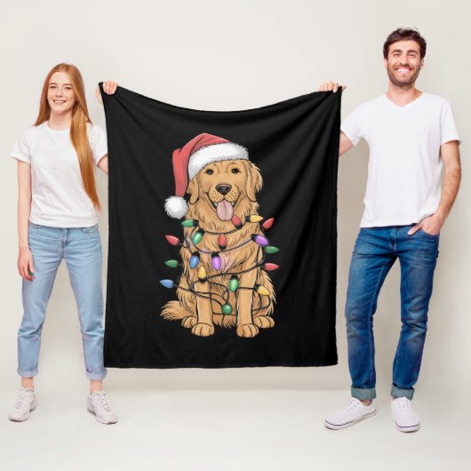 Couverture Polaire Noël Golden Retriever Amoureux des chiens Cadeau M (En situation)