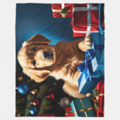 COUVERTURE POLAIRE NOËL GOLDEN RETRIEVER PUPPY (Devant)