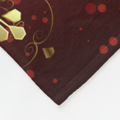 Couverture Polaire Noël Golden Snowflakes sur Arrière - plan rouge (Coin)