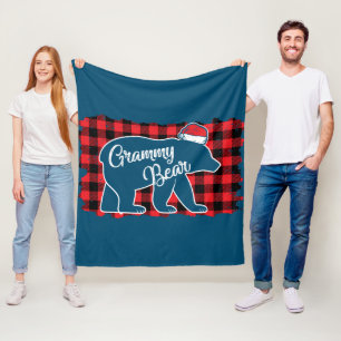 Couverture Polaire Noël Grammy Ours Noël Rouge Plaid Buffle