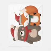 Couverture Polaire Noël/hiver Mignonne Ours et renard (Devant)