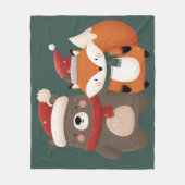 Couverture Polaire Noël/hiver Mignonne Ours et renard (Devant)