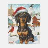 Couverture Polaire Noël Joie d'Hiver du Teckel (Devant)